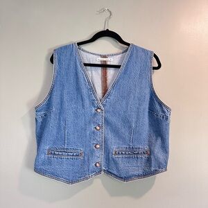 Abercrombie & Fitch Light Blue Denim Vest with Contrast Stitching